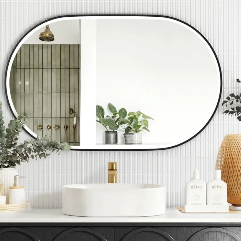 Otti LED Noosa 900mm Black Metal Frame Mirror Install Horizontal or Vertical - Image 4