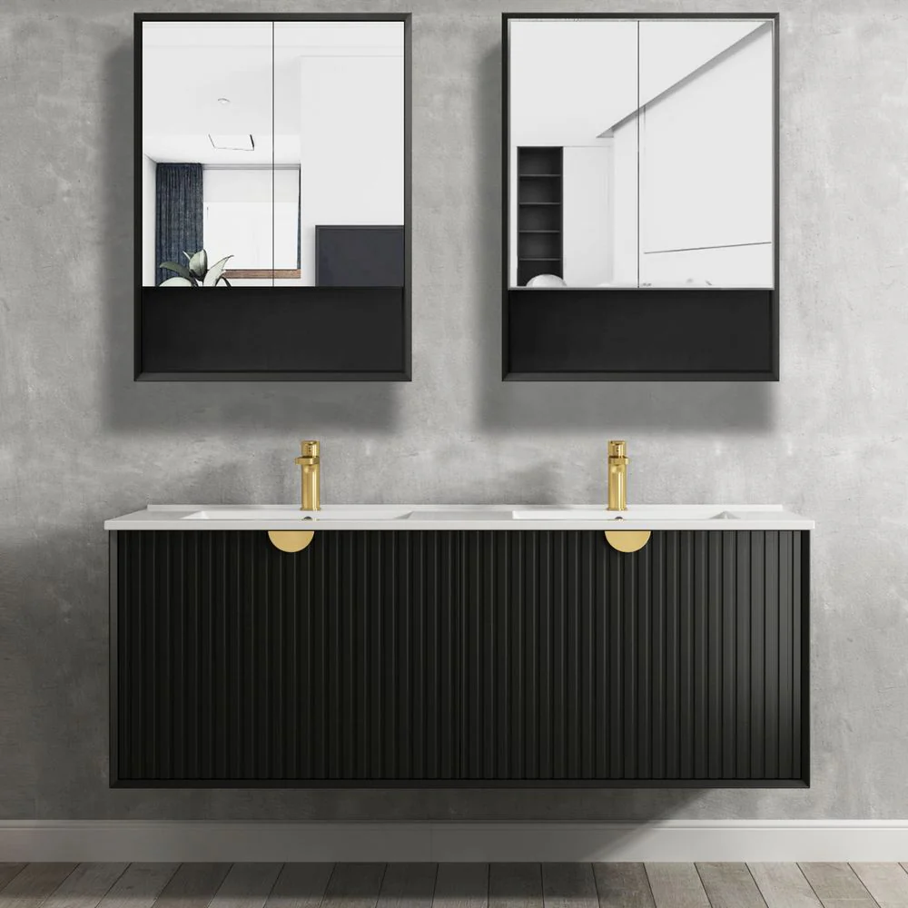 Otti Marlo 600mm Matte Black Shaving Cabinet - Image 4