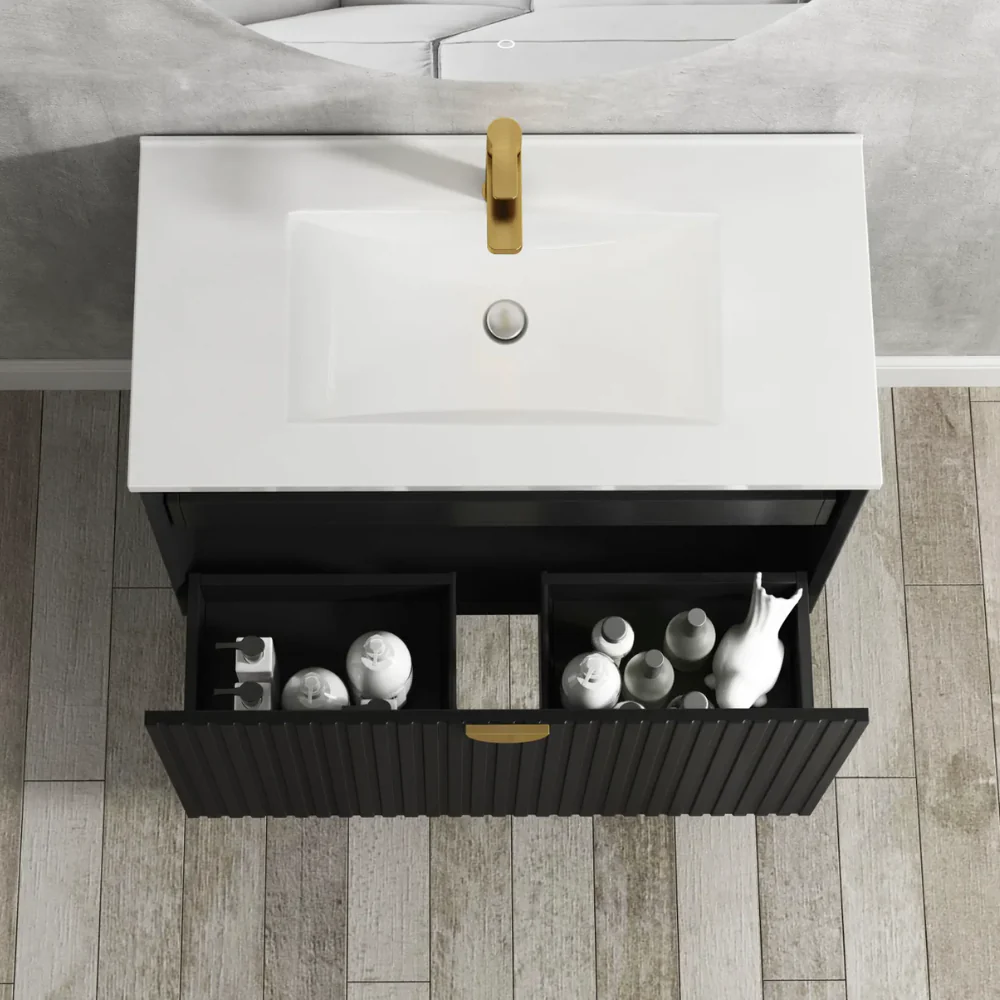 Otti Marlo 900mm Matte Black Wall Hung Vanity - Image 4