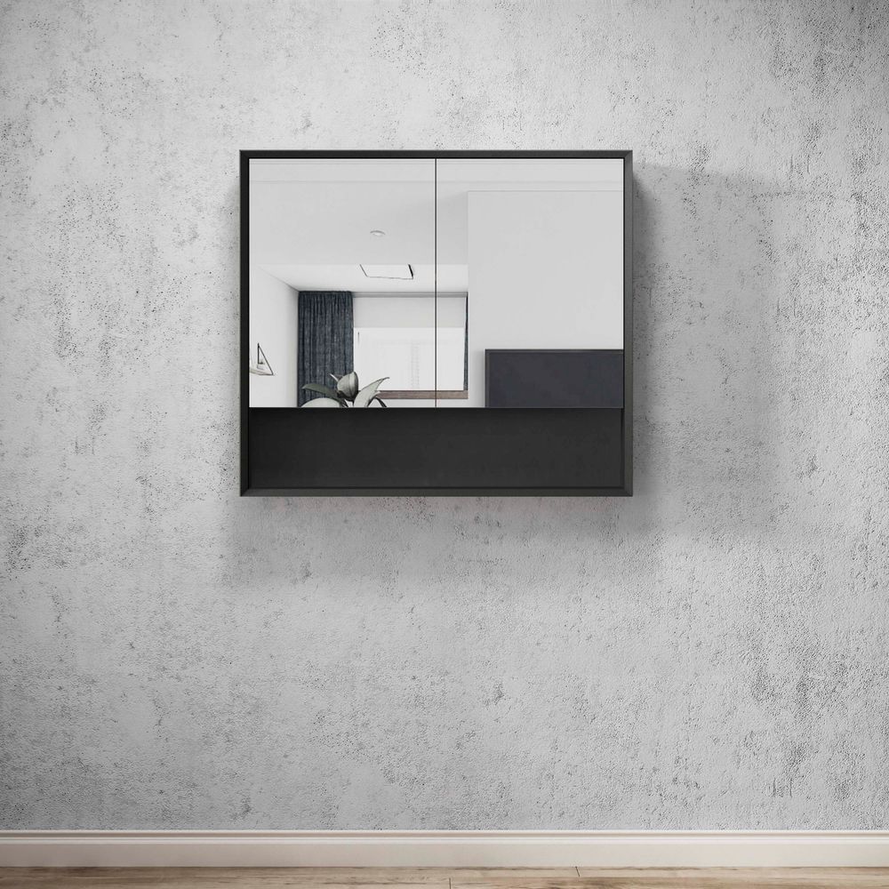 Otti Marlo 900mm Matte Black Shaving Cabinet - Image 3