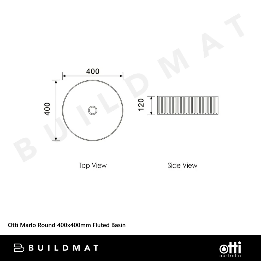 Otti Marlo Round 400x400mm Fluted Basin Matte Black - Image 4
