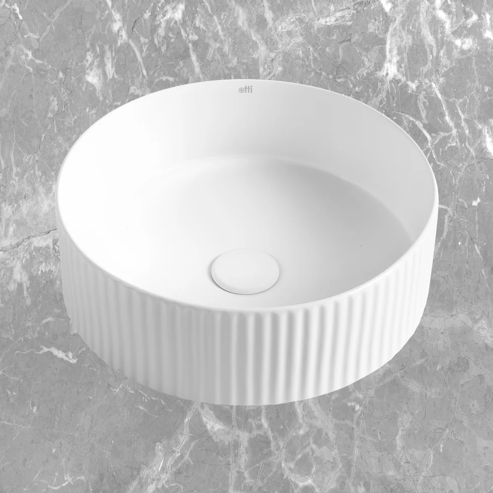 Otti Marlo Round 400x400mm Fluted Basin Matte White - Image 2