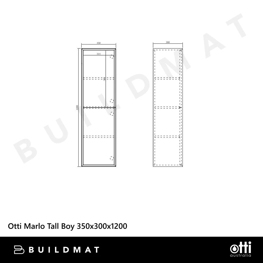 Otti Marlo Tall Boy 1200 x 350mm Matte Black - Image 4