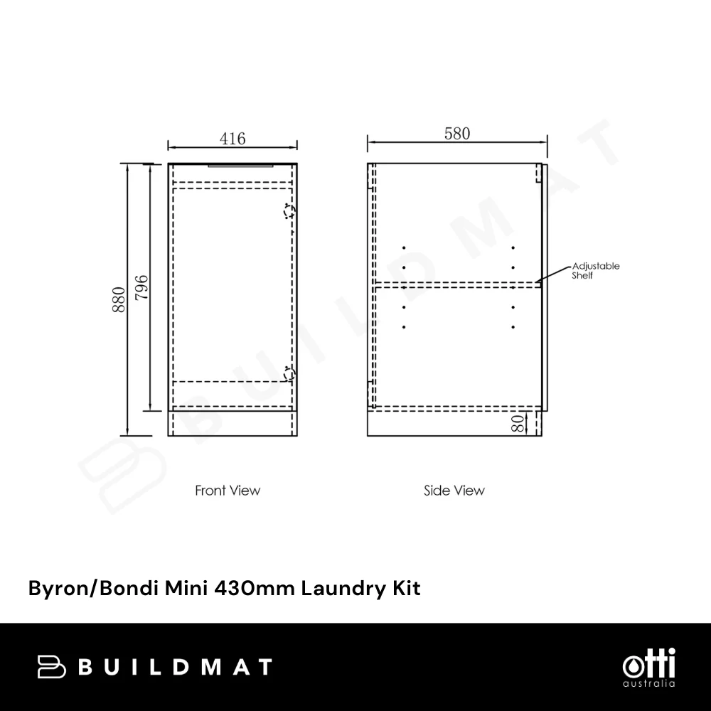 Otti Mini Laundry Kit 430mm Byron/Bondi Natural Oak with Pure White Top - Image 4