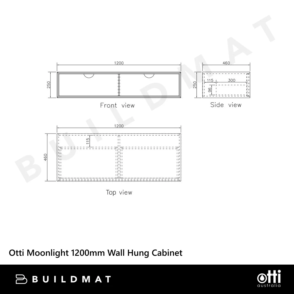 Otti Moonlight 1200mm White Wall Hung Cabinet (Cabinet Only) - Image 8