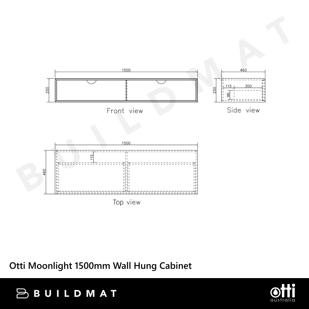 Otti Moonlight 1500mm White Wall Hung Cabinet (Cabinet Only) - Image 6