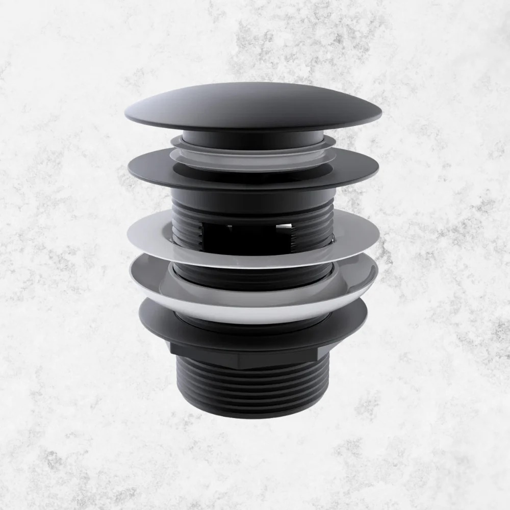 Otti Mushroom Bath Pull Out / Pop Up Waste with Overflow Matte Black - Image 2