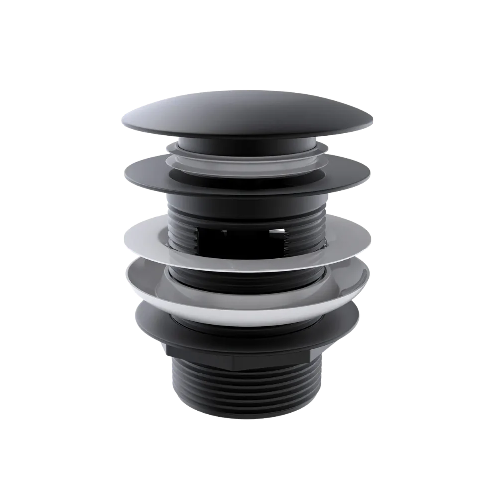 Otti Mushroom Bath Pull Out / Pop Up Waste with Overflow Matte Black - Image 3