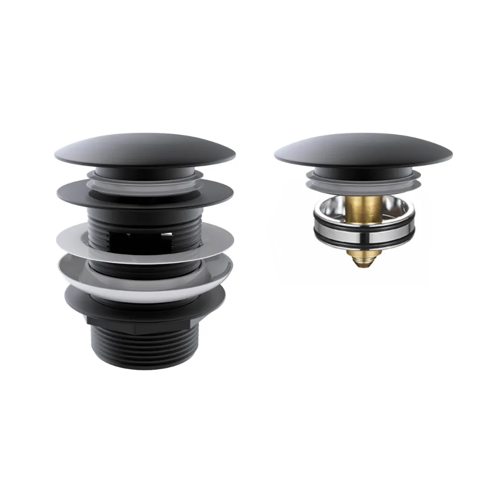 Otti Mushroom Bath Pull Out / Pop Up Waste with Overflow Matte Black - Image 4