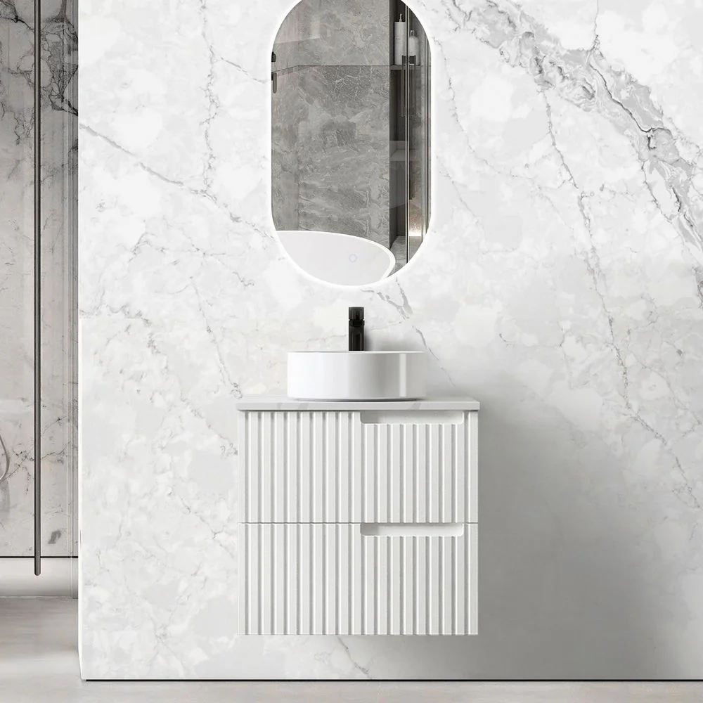 Otti Noosa 600mm Satin White Wall Hung Vanity - Image 3