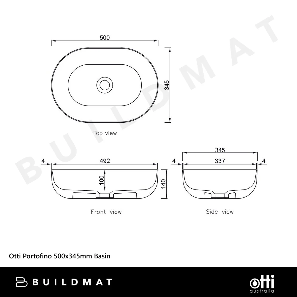 Otti Portofino 500x345mm Basin Matte White - Image 5