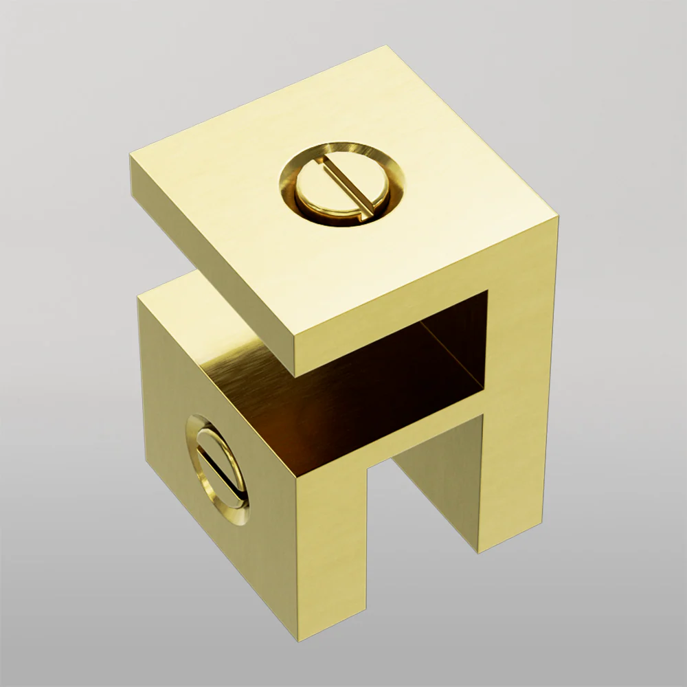 Nero Over-Panel Glass To Glass Fitting 10mm Glass Brushed Gold - Image 2