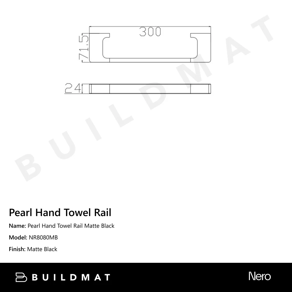 Nero Pearl Hand Towel Rail Matte Black - Image 4