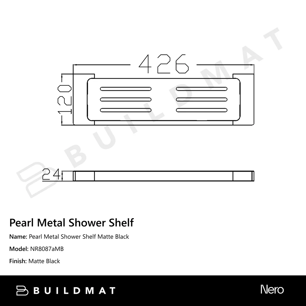 Nero Pearl Metal Shower Shelf Matte Black - Image 4