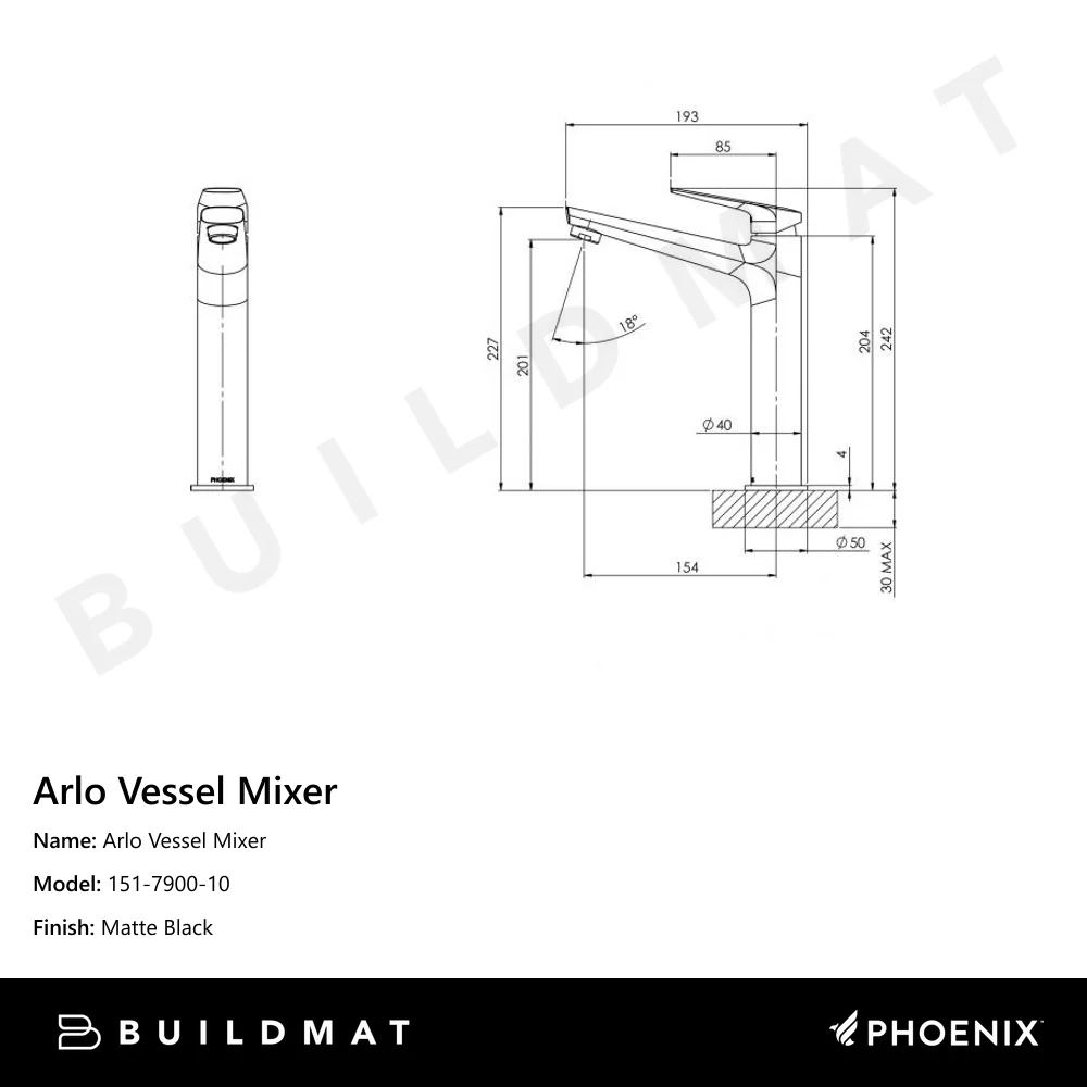 Phoenix Arlo Vessel Mixer Matte Black - Image 4