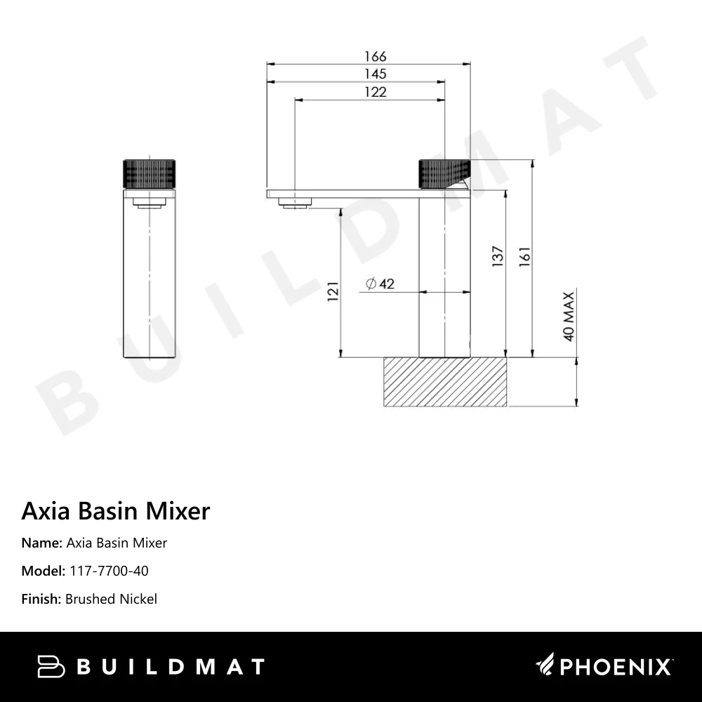 Phoenix Axia Basin Mixer Brushed Nickel - Image 4