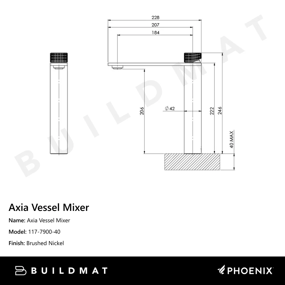 Phoenix Axia Vessel Mixer Brushed Nickel - Image 4