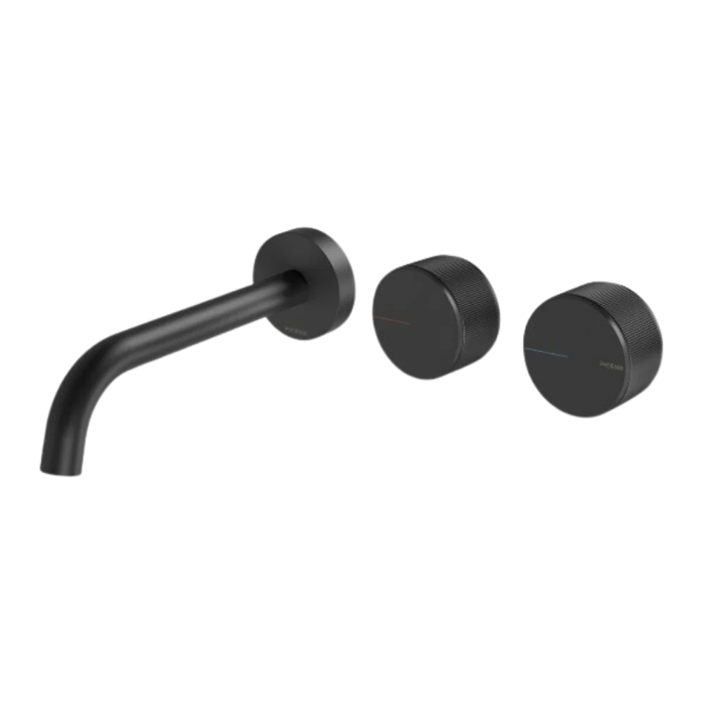 Phoenix Axia Wall Basin / Bath Curved Outlet Hostess Set 180mm Matte Black - Image 3
