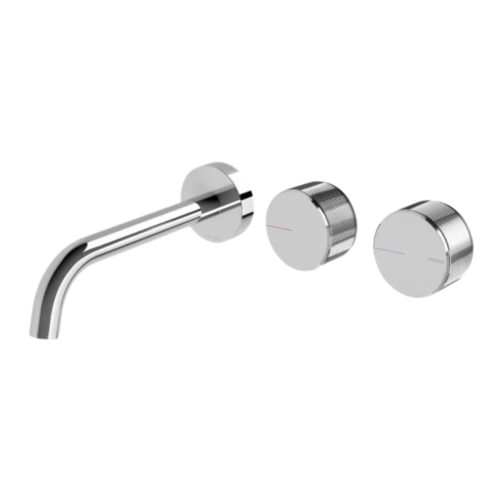 Phoenix Axia Wall Basin/Bath Curved Outlet Mixer Set 180mm Chrome