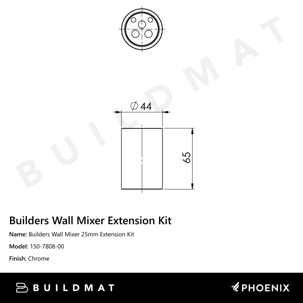 Phoenix Builders Wall Mixer 25mm Extension Kit Chrome - Image 4
