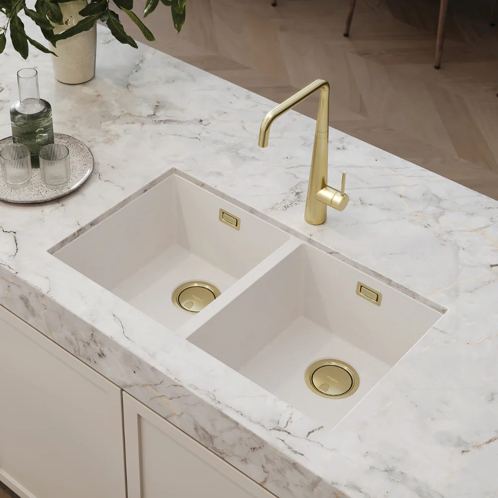 Phoenix Covered Sink Basket Waste Brushed Gold - Image 4