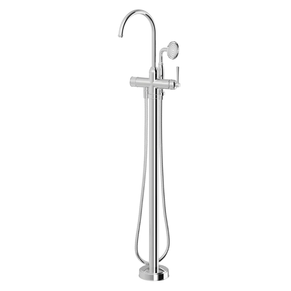 Phoenix Cromford Floor Mounted Bath Mixer with Hand Shower Chrome