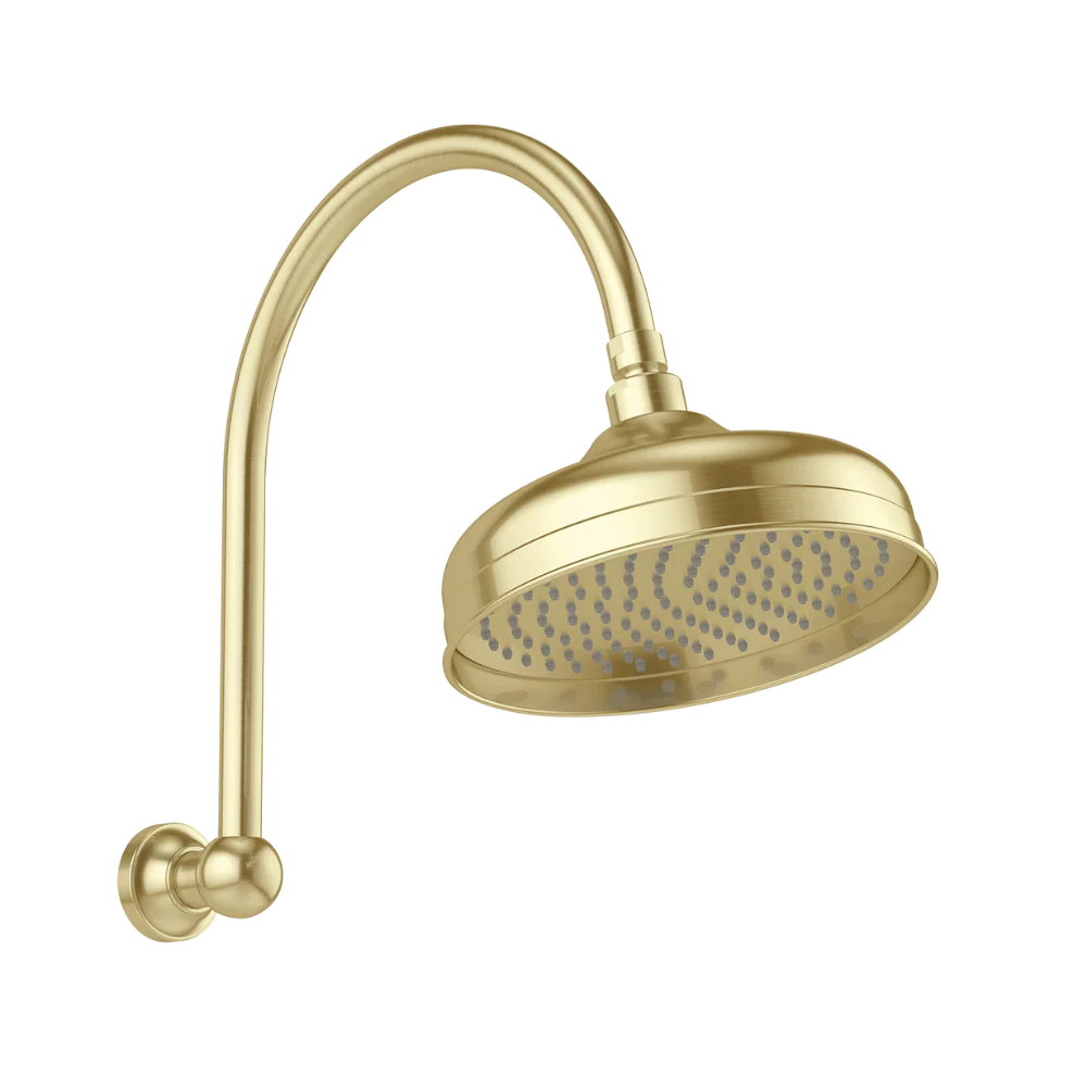 Phoenix Cromford High-Rise Shower Arm and Rose 210mm Brushed Gold