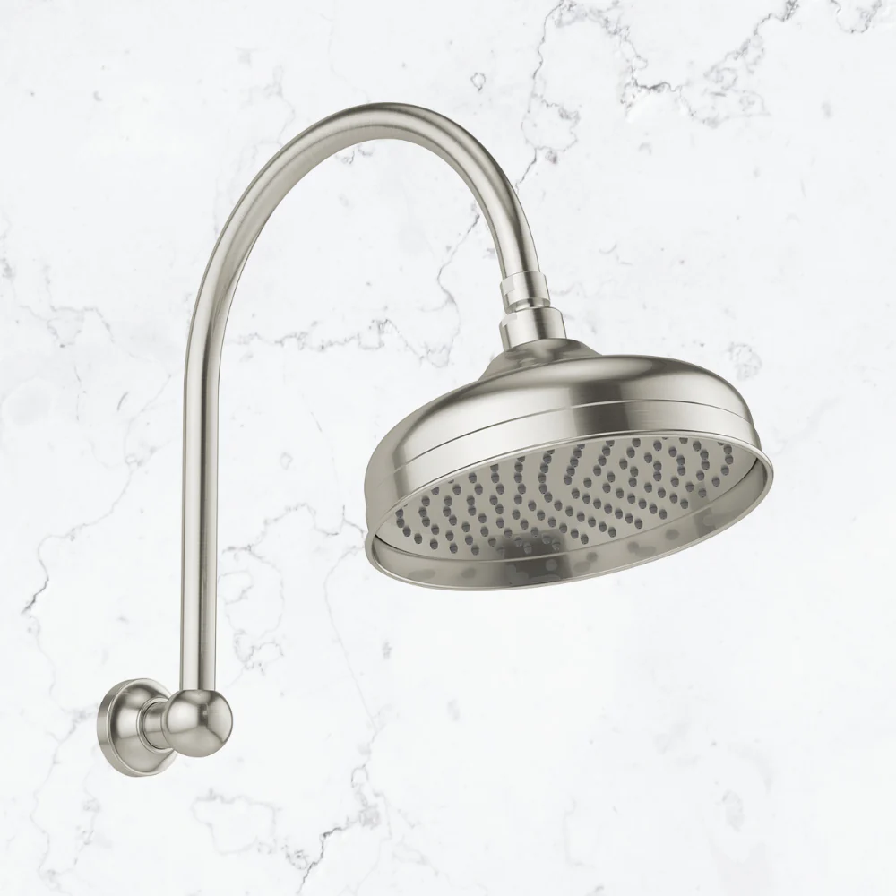 Phoenix Cromford High-Rise Shower Arm and Rose 210mm Brushed Nickel - Image 2