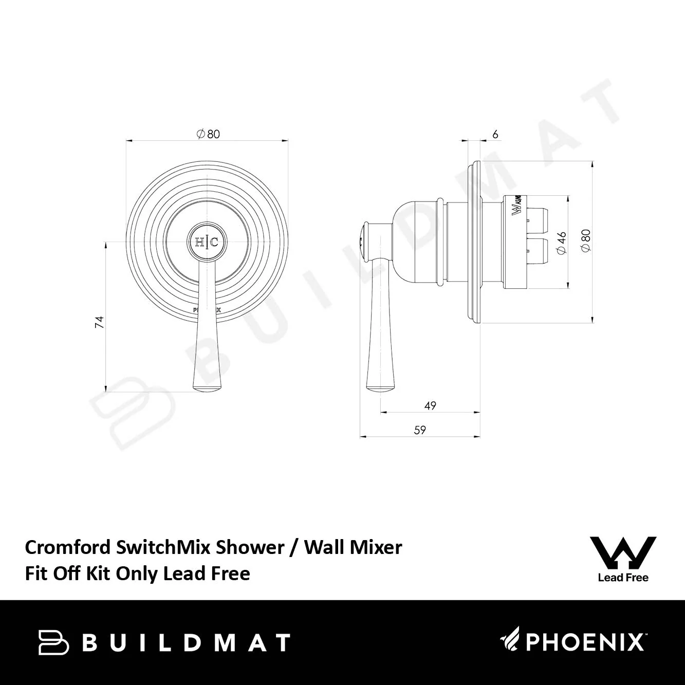 Phoenix Cromford SwitchMix Shower/Wall Mixer (Fit-Off Kit) Lead Free Brushed Nickel - Image 4