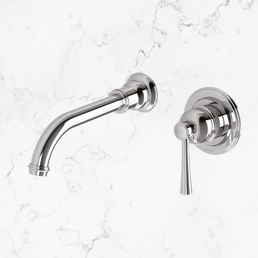 Phoenix Cromford SwitchMix Wall Basin/Bath Mixer Set 180mm (Complete Kit) Lead Free Chrome - Image 2
