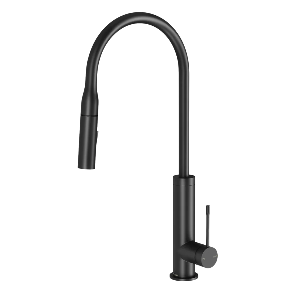 Phoenix Deja Pull Out Matte Black Sink Mixer 220mm Lead Free - Image 3