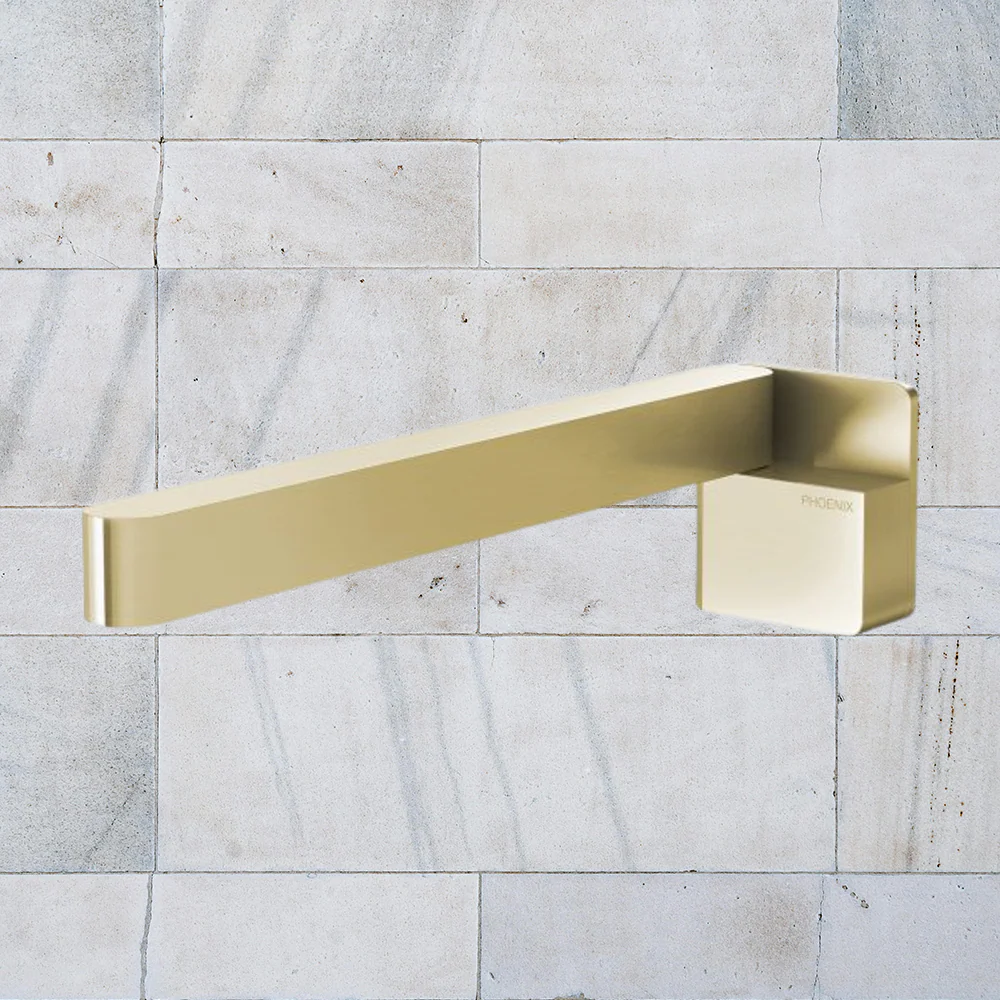 Phoenix Designer Swivel Bath Outlet 230mm Square Brushed Gold - Image 2