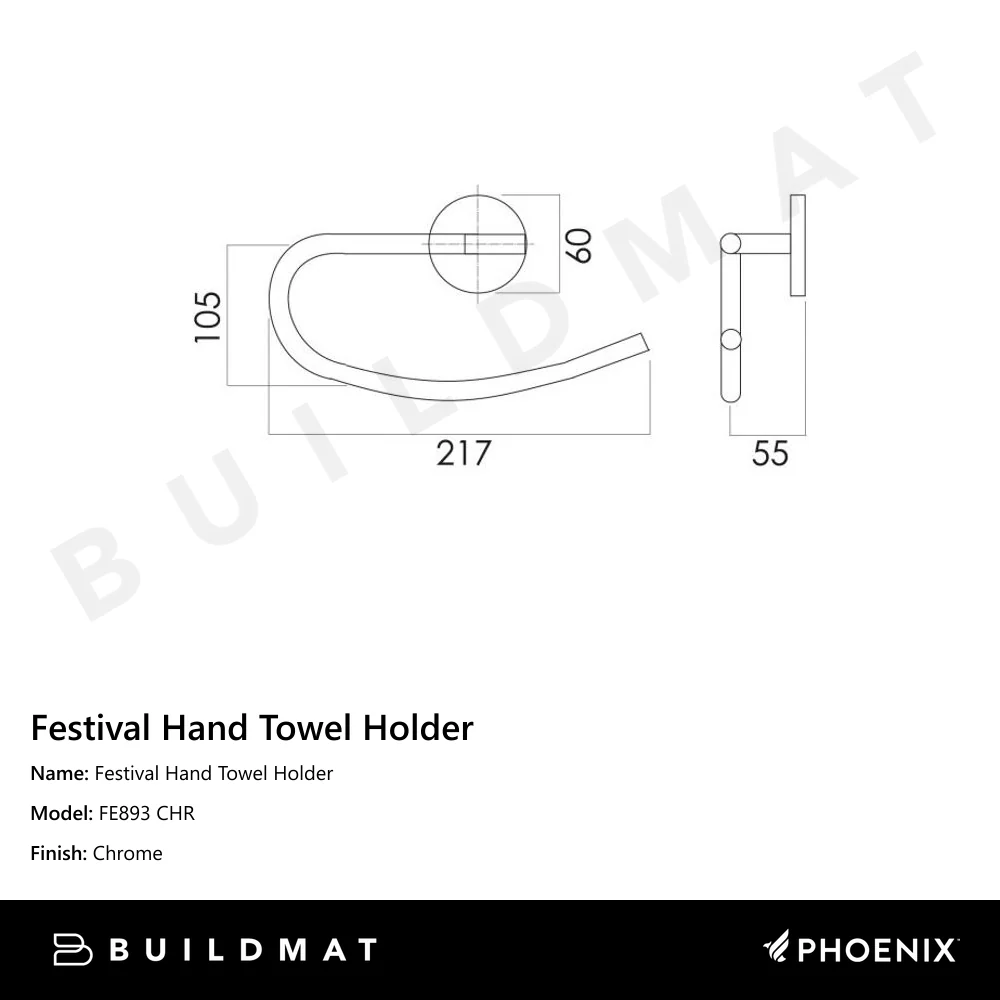 Phoenix Festival Hand Towel Holder Chrome - Image 4