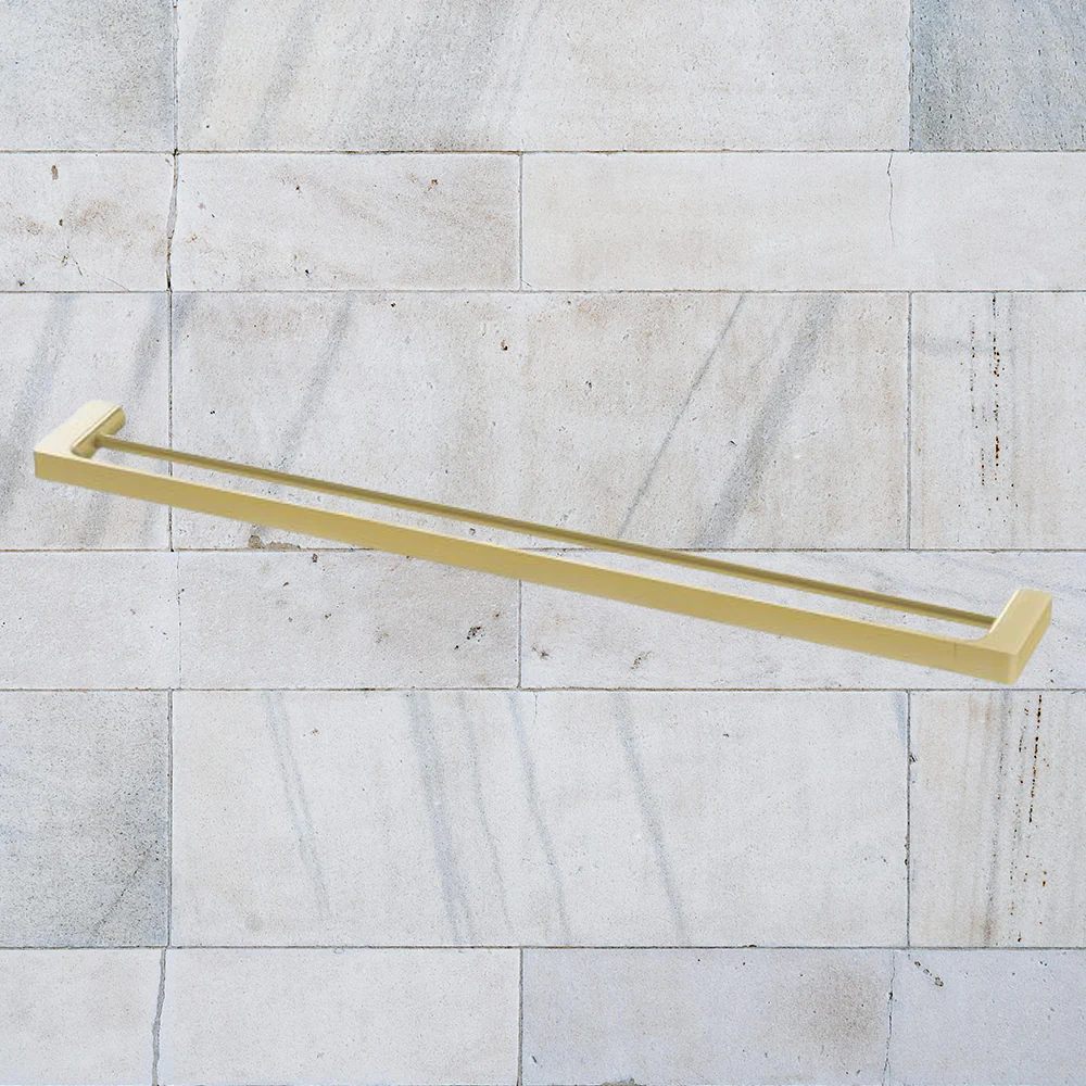 Phoenix Gloss Double Towel Rail 800mm Brushed Gold - Image 2