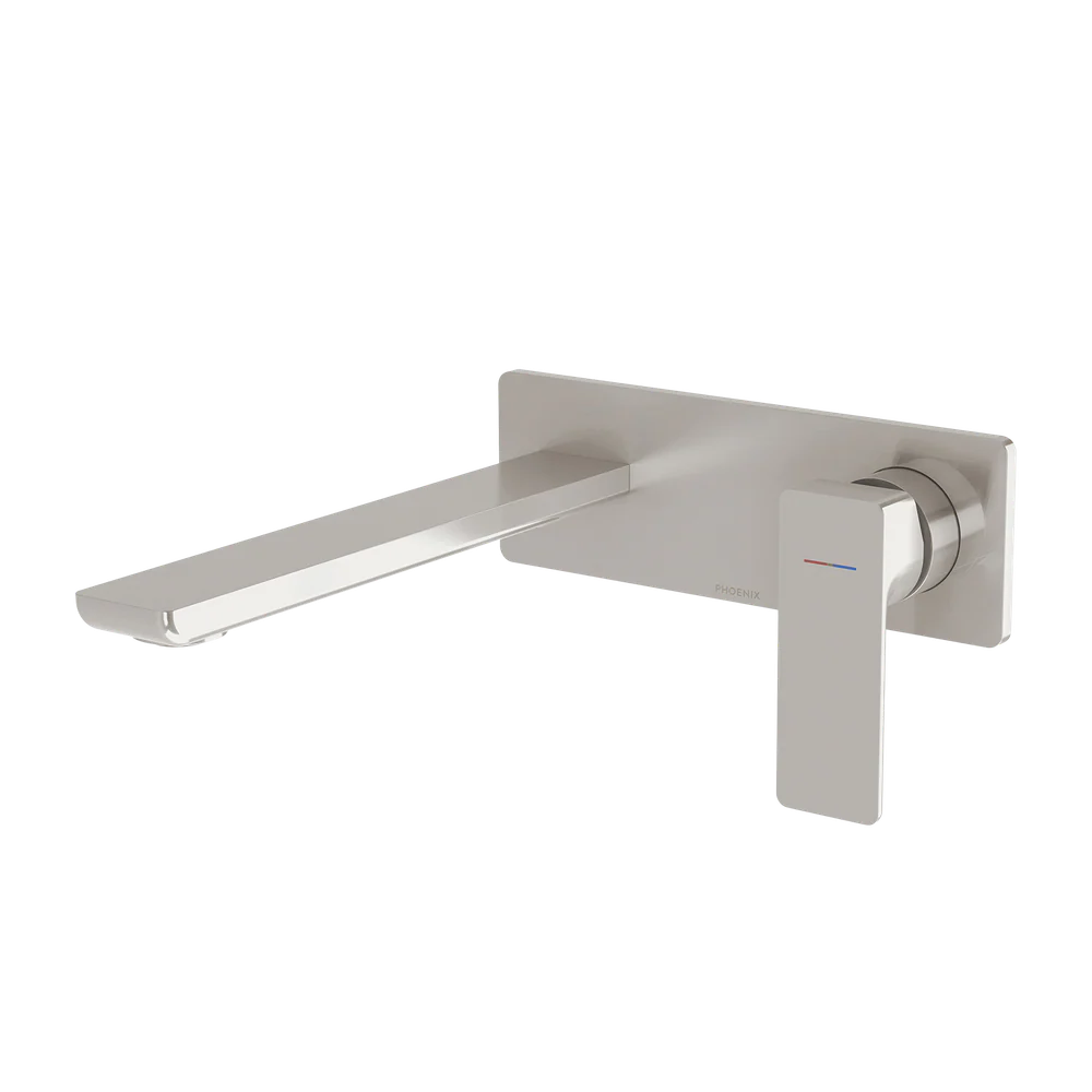 Phoenix Gloss MKII SwitchMix Wall Basin/Bath Mixer Set 200mm (Fit-Off Kit) Lead Free Brushed Nickel - Image 3