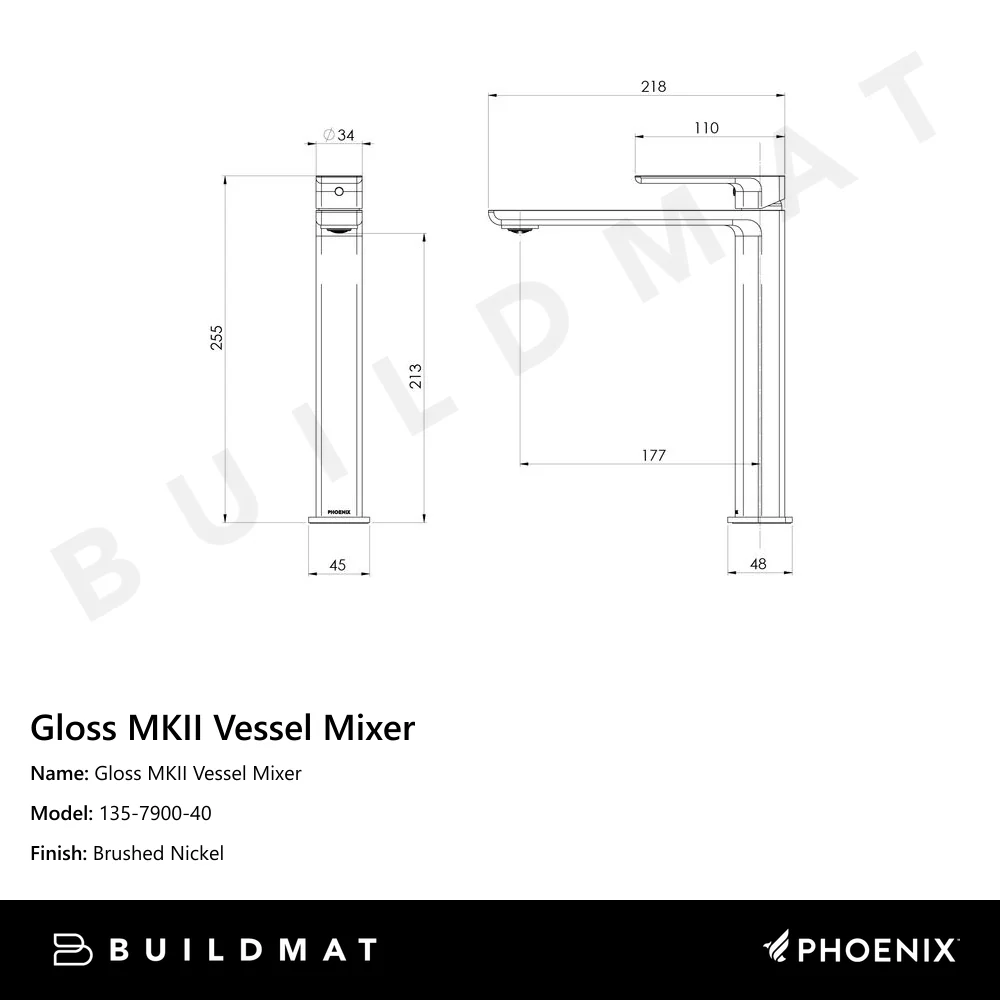 Phoenix Gloss MKII Vessel Mixer Brushed Nickel - Image 4