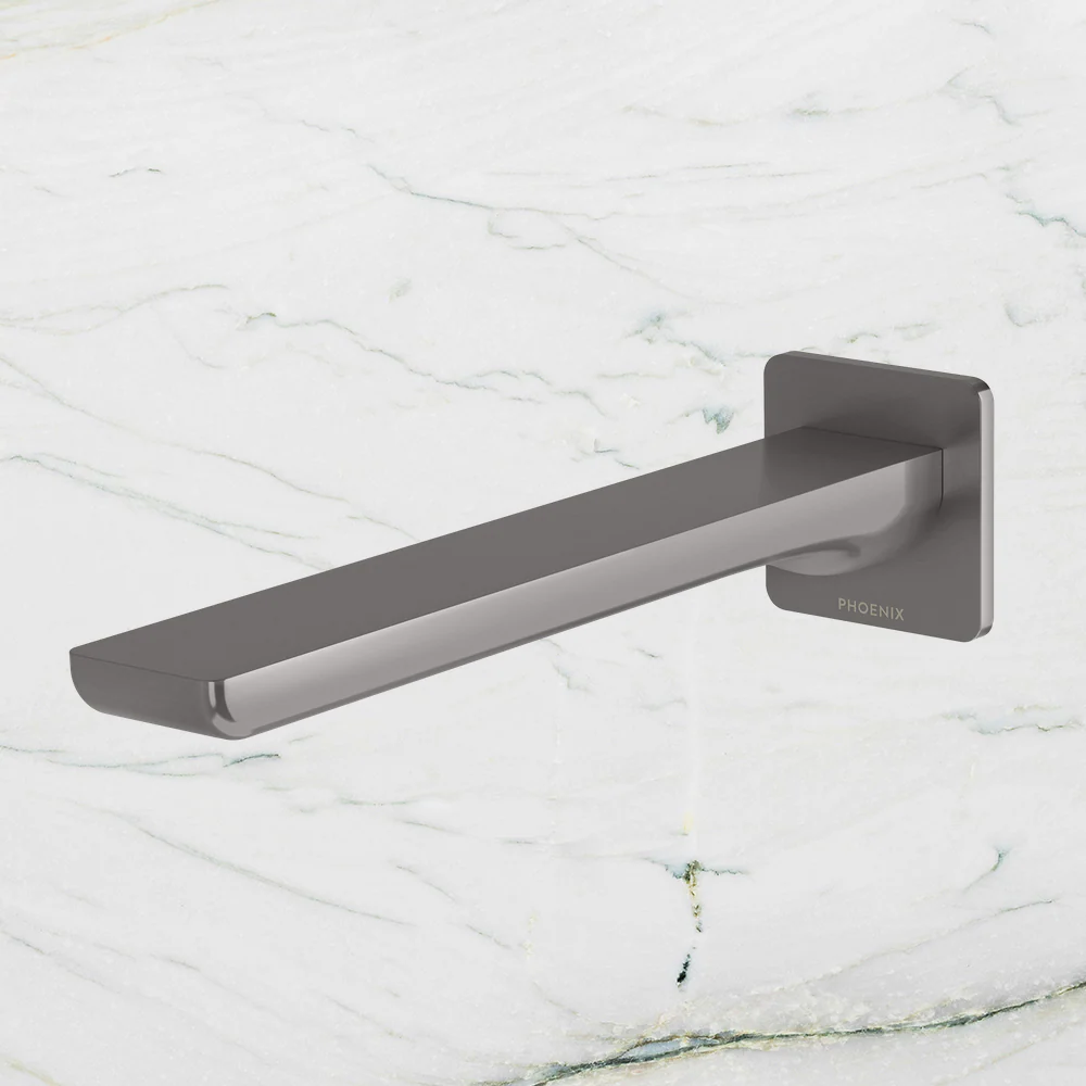 Phoenix Gloss MKII Wall Basin / Bath Outlet 200mm Brushed Carbon - Image 2