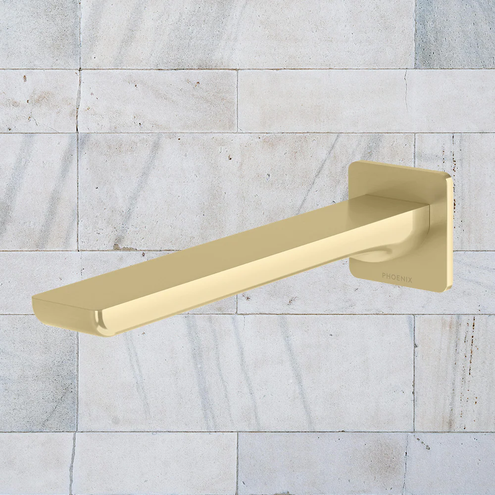 Phoenix Gloss MKII Wall Basin / Bath Outlet 200mm Brushed Gold - Image 2