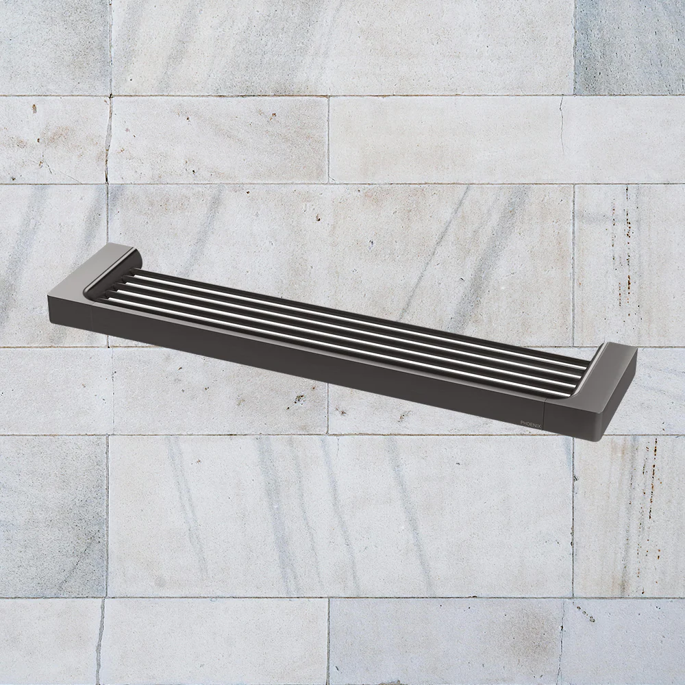 Phoenix Gloss Shower Shelf Brushed Carbon - Image 2