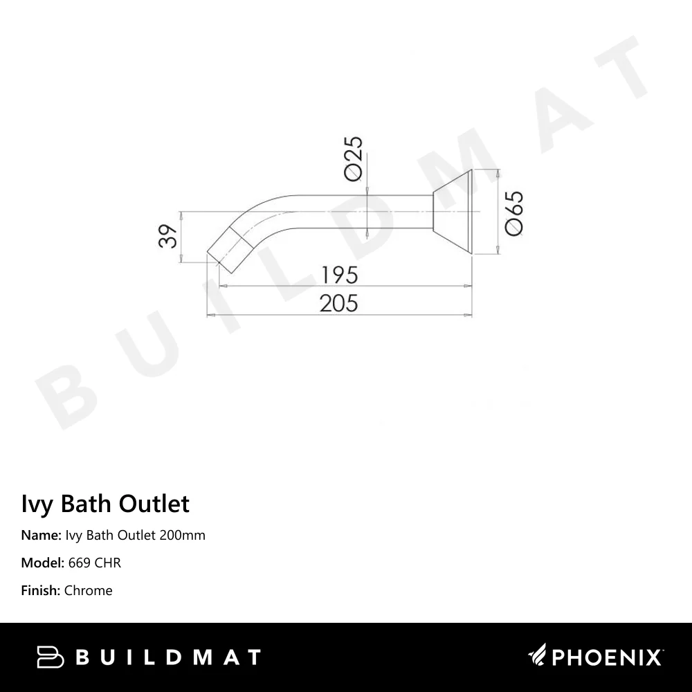 Phoenix Ivy Bath Outlet 200mm Chrome - Image 4
