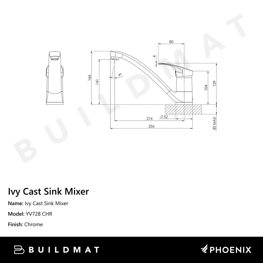Phoenix Ivy Cast Sink Mixer Chrome - Image 4
