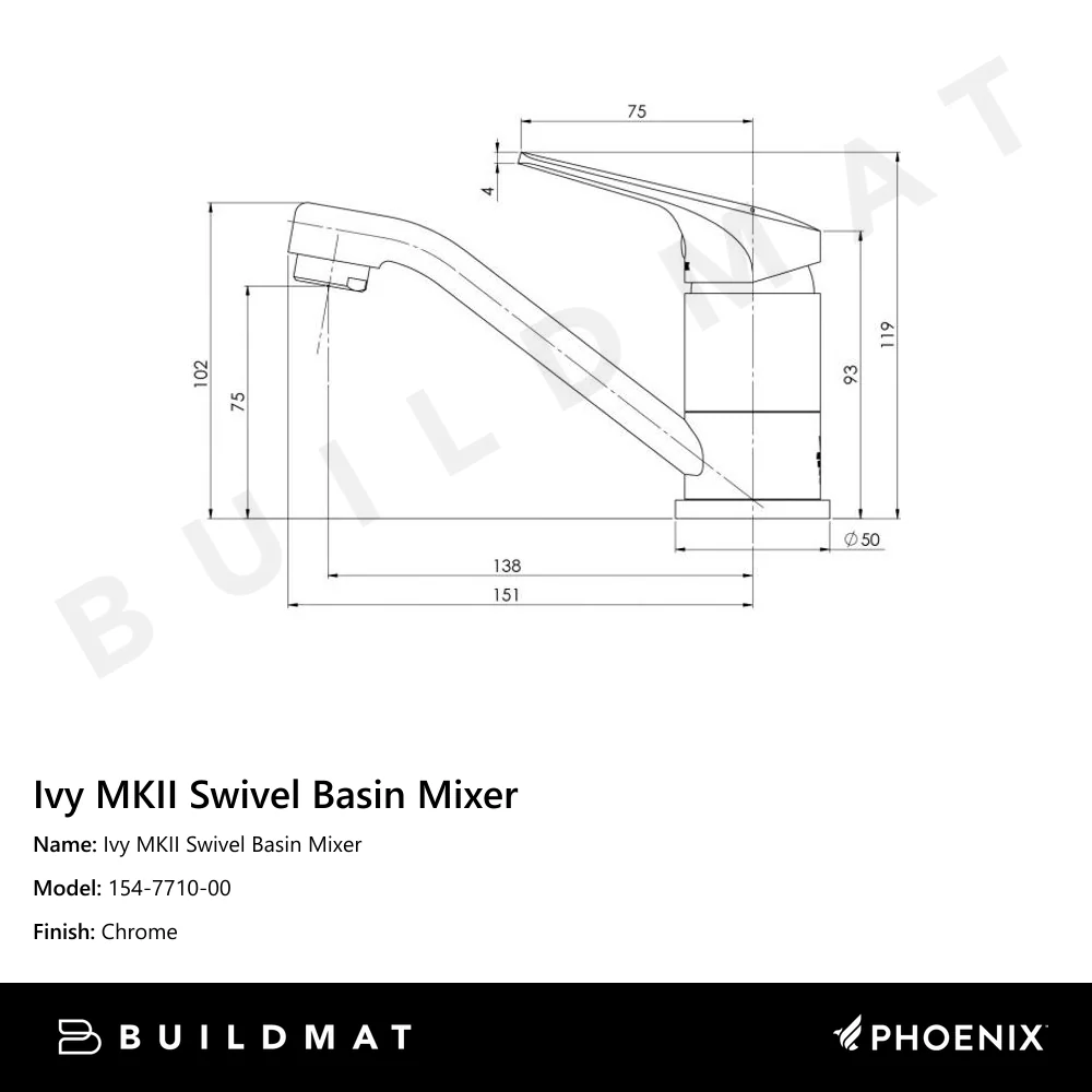 Phoenix Ivy MKII Swivel Basin Mixer Chrome - Image 4