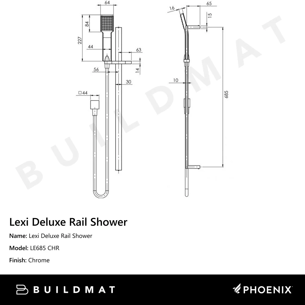 Phoenix Lexi Deluxe Rail Shower Chrome - Image 4