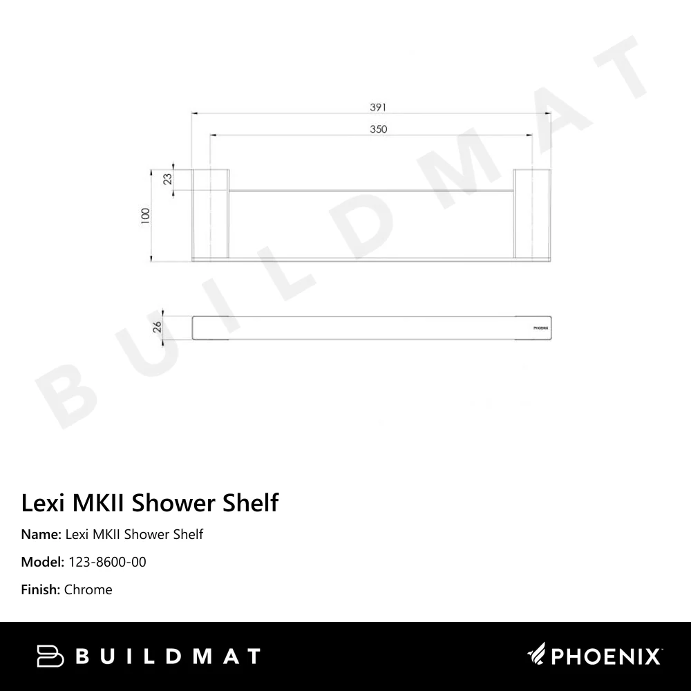 Phoenix Lexi MKII Shower Shelf Chrome - Image 4