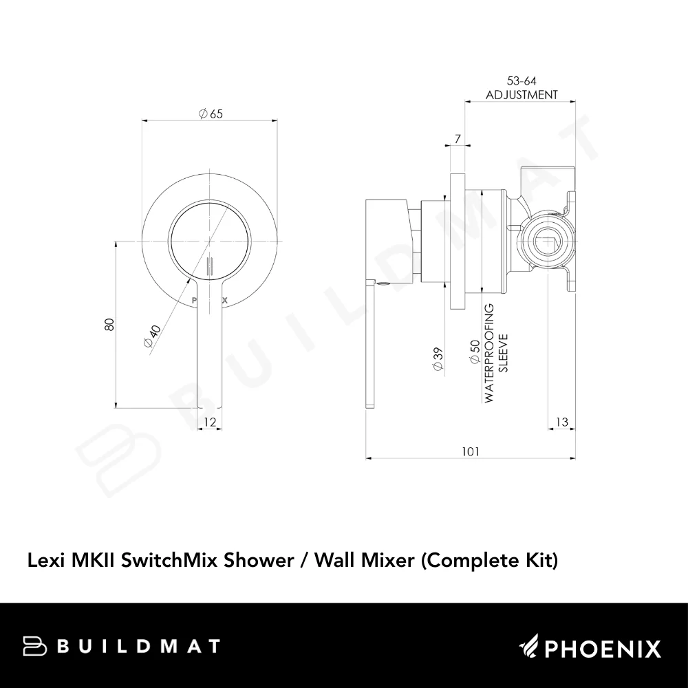 Phoenix Lexi MKII SwitchMix Shower / Wall Mixer (Complete Kit) Chrome Lead Free - Image 4