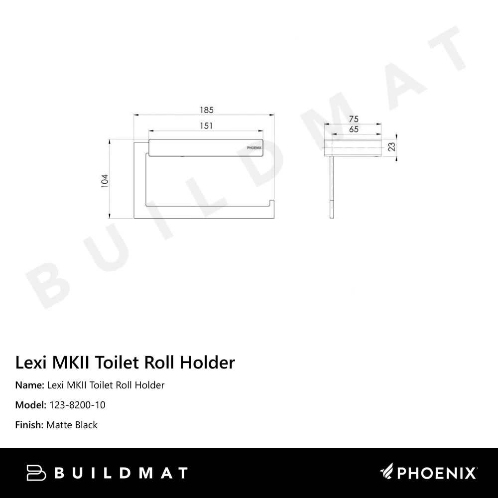 Phoenix Lexi MKII Toilet Roll Holder Matte Black - Image 4