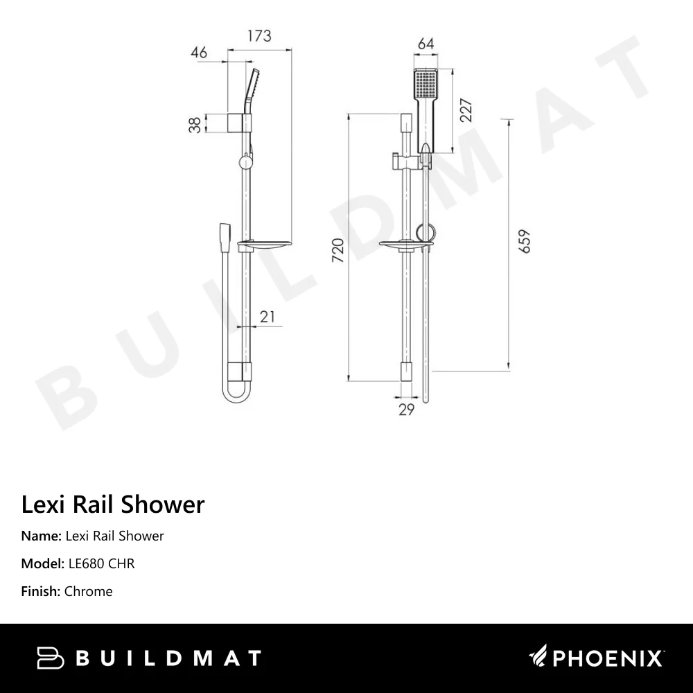 Phoenix Lexi Rail Shower Chrome - Image 4