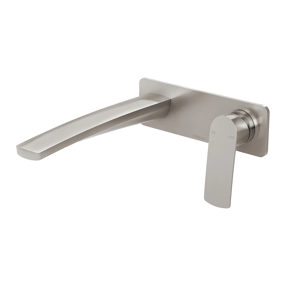 Phoenix Mekko SwitchMix Wall Basin / Bath Mixer Set 200mm Fit-Off Kit Brushed Nickel