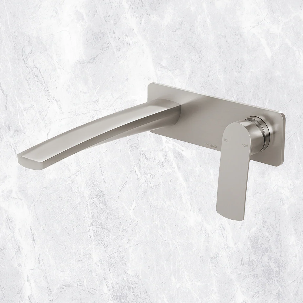 Phoenix Mekko SwitchMix Wall Basin / Bath Mixer Set 200mm Fit-Off Kit Brushed Nickel - Image 2