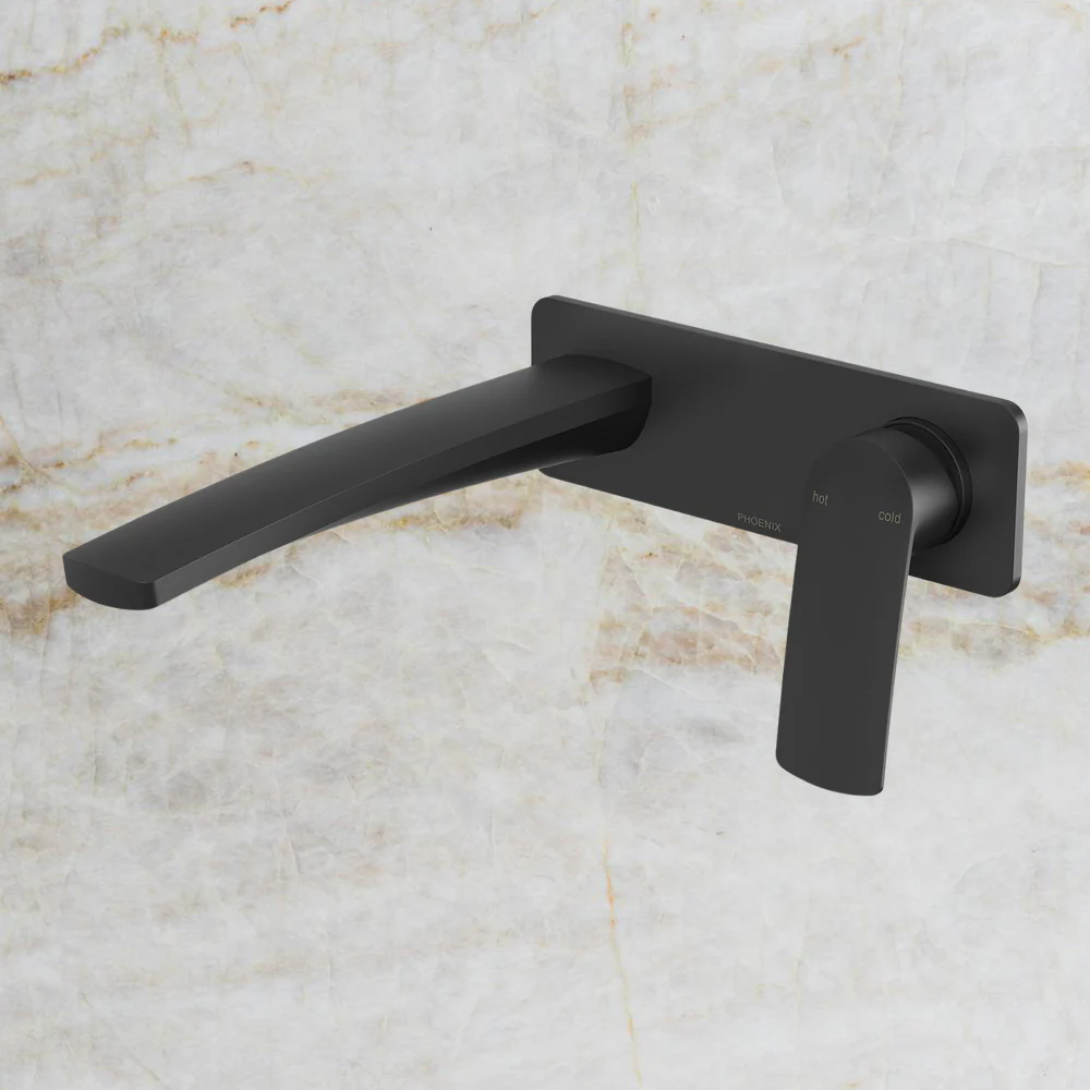 Phoenix Mekko SwitchMix Wall Basin / Bath Mixer Set 200mm Fit-Off Kit Matte Black - Image 2